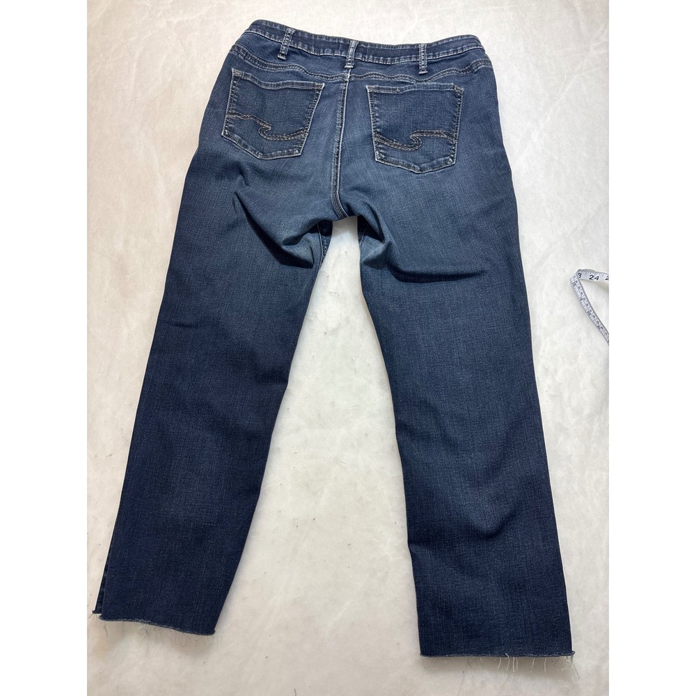 Silver Jeans Co Avery Straight Leg Jeans Dark Wash Frayed Hem Women's Size - Picture 8 of 12